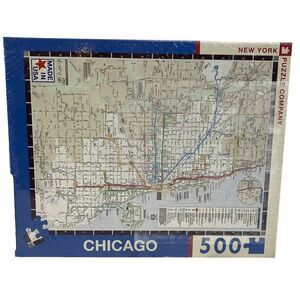 New York Puzzle‎ Co Chicago Transit Map 500 Piece Puzzle, Sealed 18 x 24 New